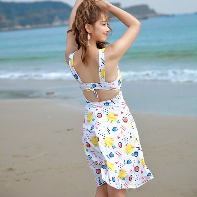 High Waist Swimwear Custom Printed Swimwear Fabric One Piece Women