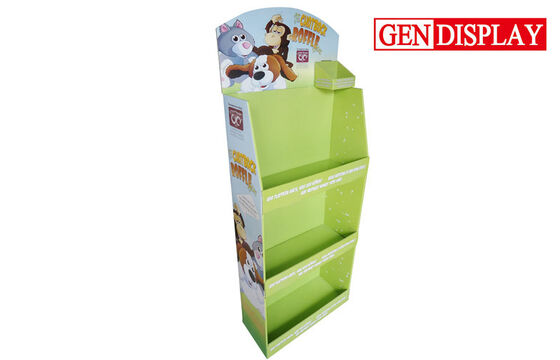 Kids Toys Cardboard Floor Display Stand Shelf With Brochures Holder