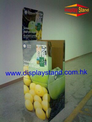 Dumpbin Exhibition Cardboard Floor Display Stand , drinks Cardboard Displays with header
