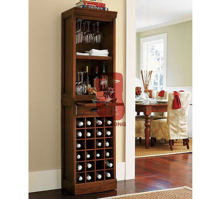 Corner Wine Cabinet Grid Tower With Hardwood And Mahogany Veneer