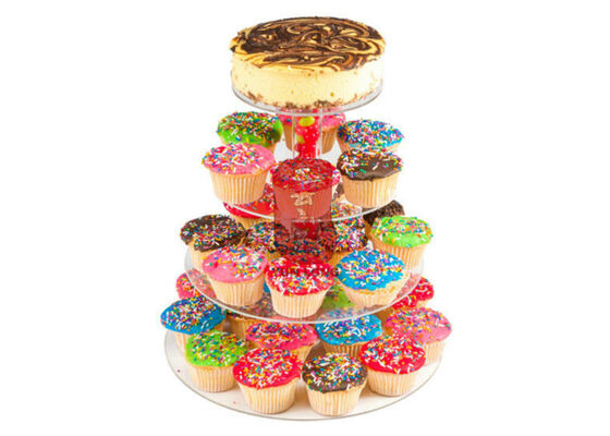 4 Tiers Simple Grocery Acrylic Display Stands For Bakeware / Cake