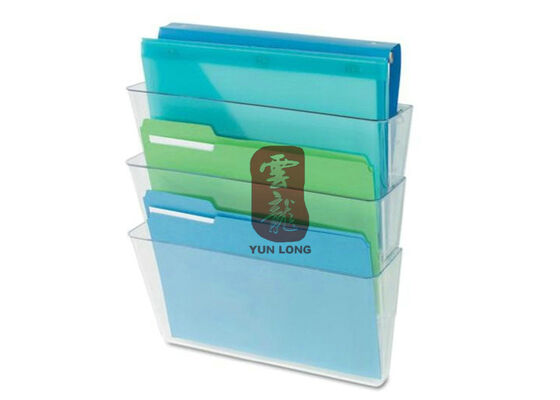 Office Desk Organizer Transparent Acrylic Display Stands With 3 Pocket