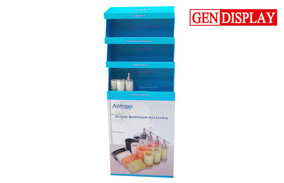 Acrylic Bathroom Accessory Display Stands , POP Floor Display Shelves