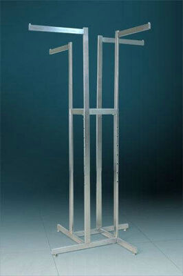 Mobile Metal Tube Portable Clothes Display Racks With Four Arms