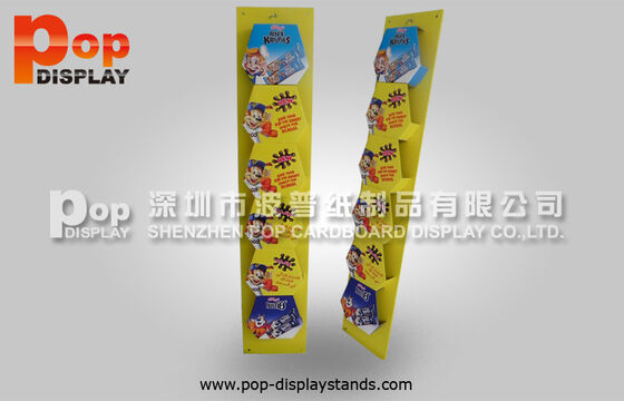 Yellow Cardboard Display Stands Snack Retail Hanging Pockets Display