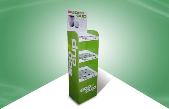 Varnishing or Calendaring Three Shelf Cardboard Pop Displays for Mugs / Cups