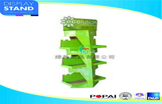 Green advertising Cosmetic Display Stands corrugated pop stand with 3 tier for cosmetic