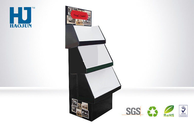 Floor Standing retail paper Cardboard Magazine Paper Display Rack Eco - friendly