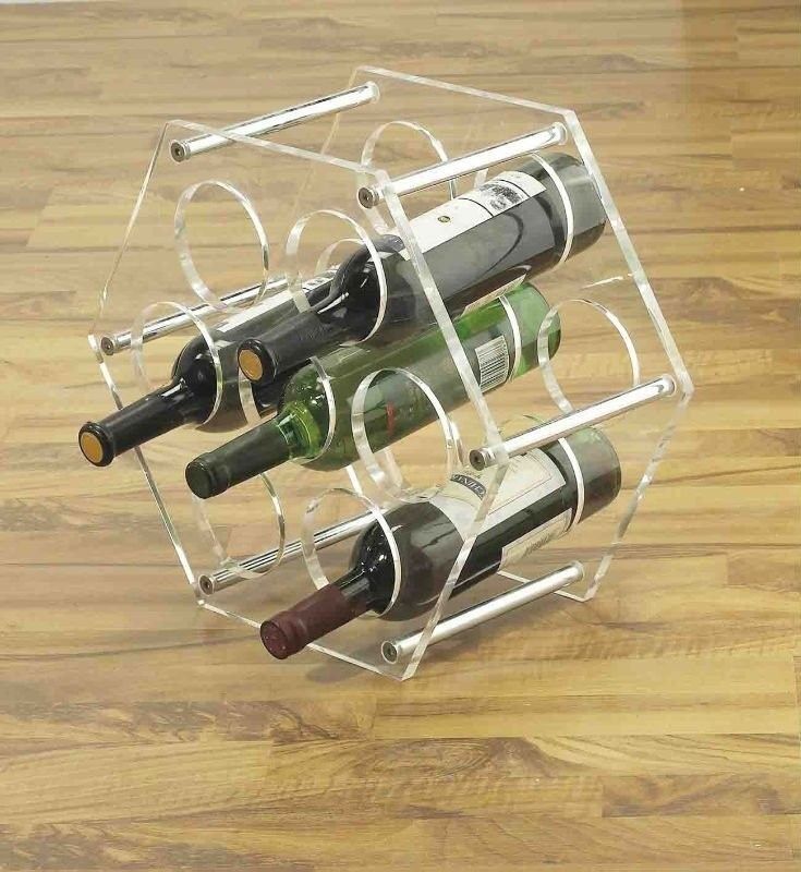 Stainless Steel Wine Display Stands Clear Acrylic For Bottles