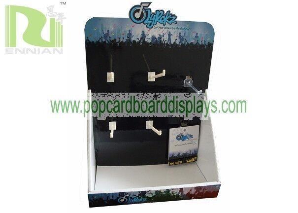 Black Retail Display Stand For Jewelry Box With Acrylic Hooks Cardboard Counter Displays