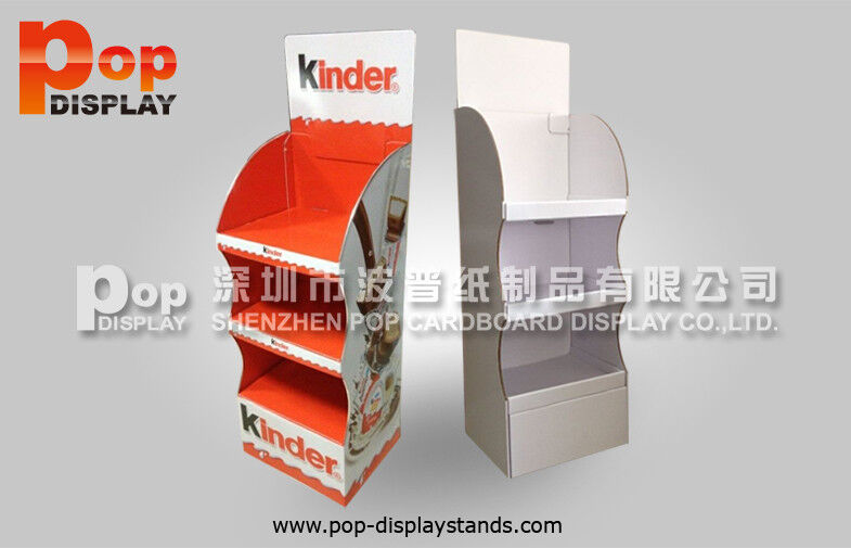 Recycable Cardboard Chocolate Display Stands Glossing Retail Shelving