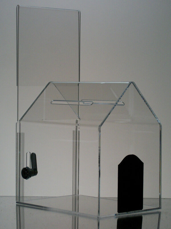 clear Frost Acrylic Donation Box with Lock