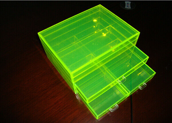 Fluorescence Green Acrylic Jewelry Display Case Non-Toxicity With Drawers